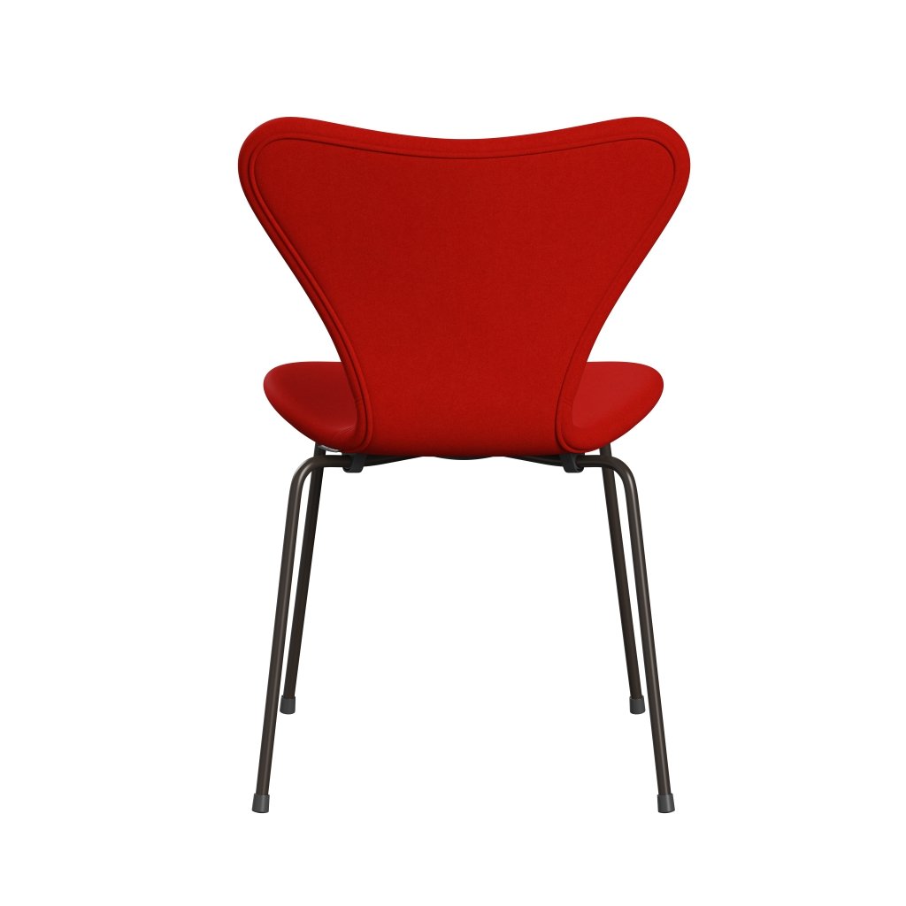 Fritz Hansen 3107 Krzesło pełna tapicerka, brązowy brąz/divina Red (div562)