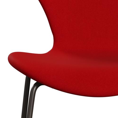 Fritz Hansen 3107 Chair Full Upholstery, Brown Bronze/Divina Red (Div623)