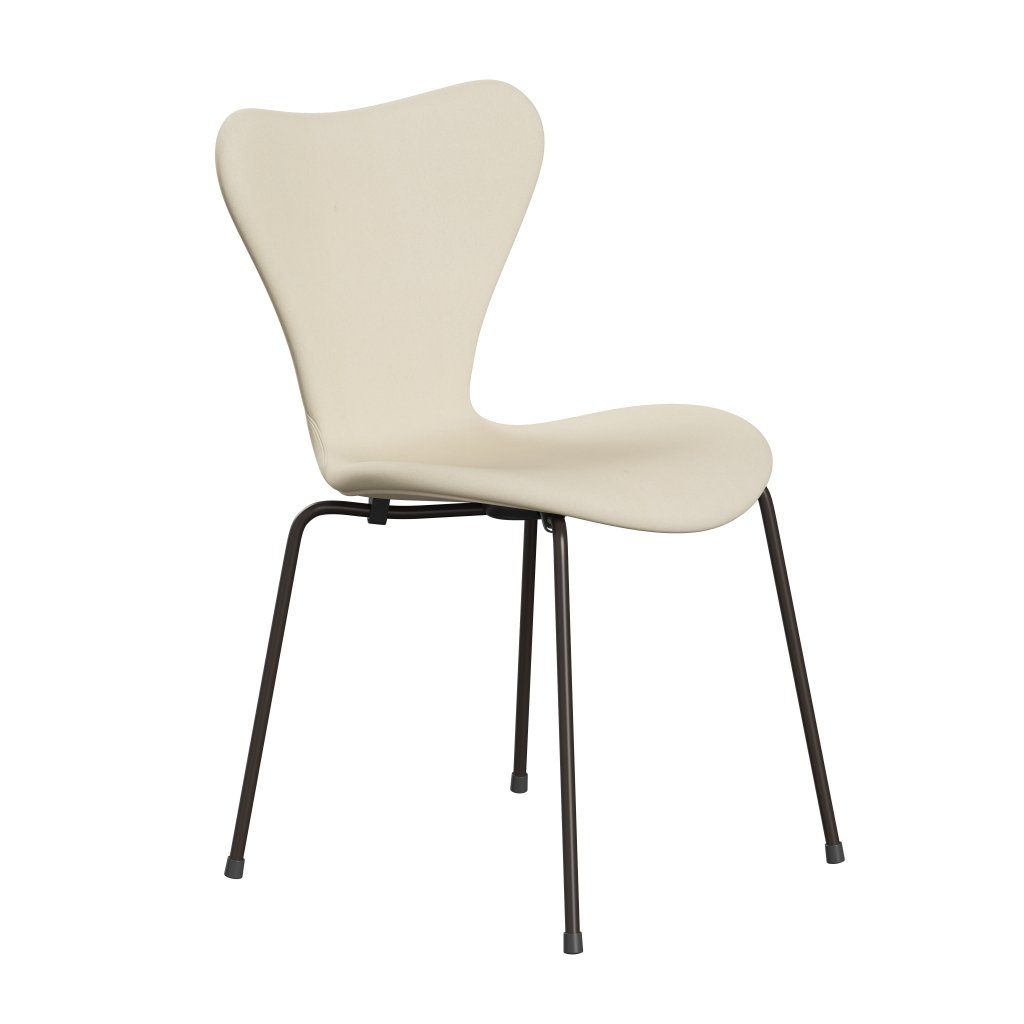 Fritz Hansen 3107 Krzesło pełna tapicerka, brązowy brąz/divina White