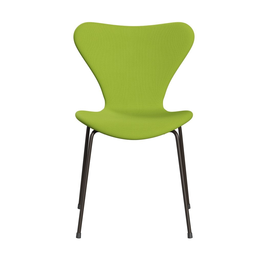 Fritz Hansen 3107 Chair Full Upholstery, Brown Bronze/Fame Neon Green