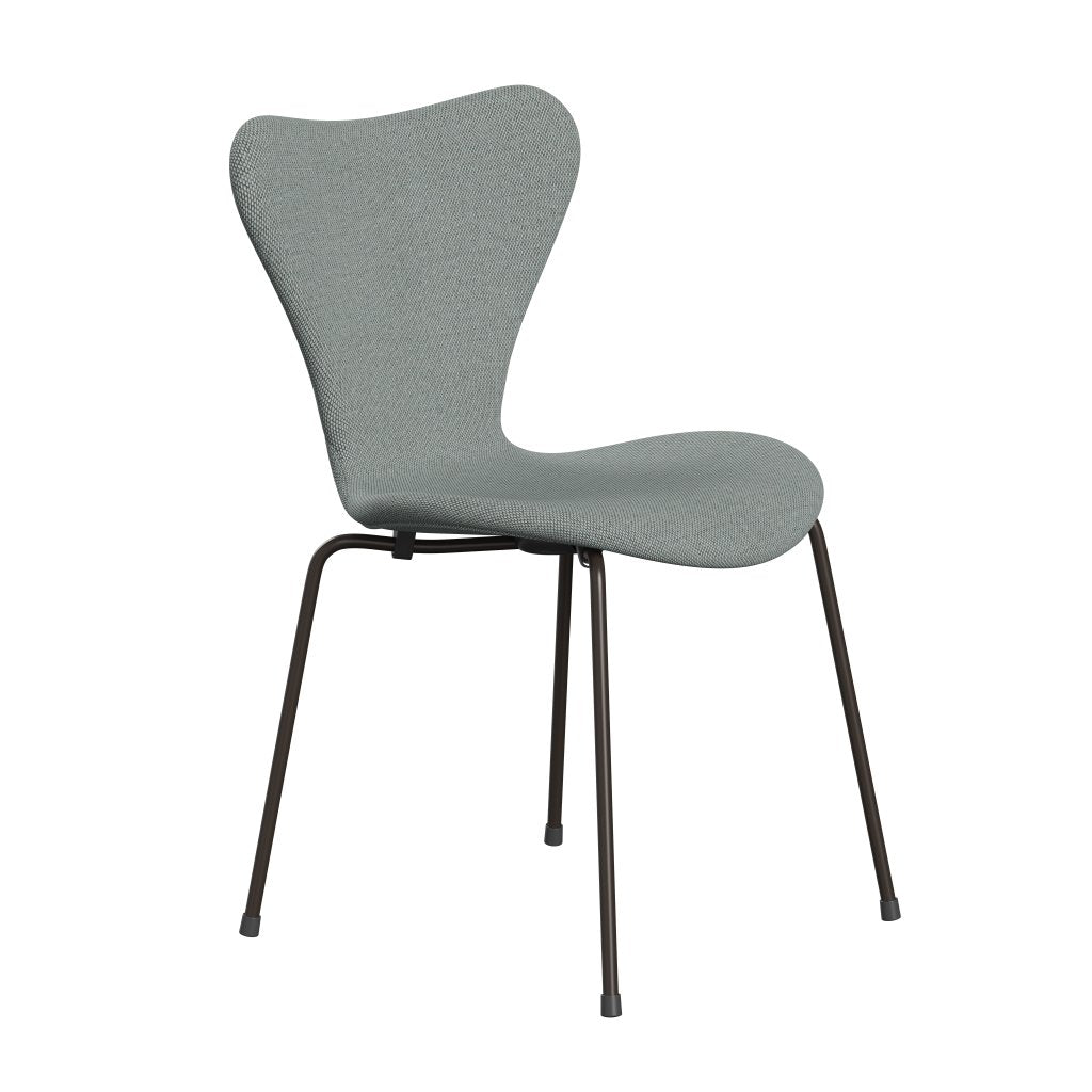 Fritz Hansen 3107 Krzesło pełne tapicerka, brązowy brąz/wełna wełniana blada Aqua