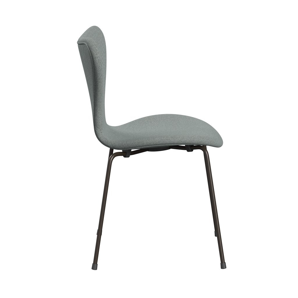 Fritz Hansen 3107 Krzesło pełne tapicerka, brązowy brąz/wełna wełniana blada Aqua