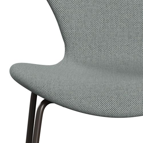 Fritz Hansen 3107 Krzesło pełne tapicerka, brązowy brąz/wełna wełniana blada Aqua