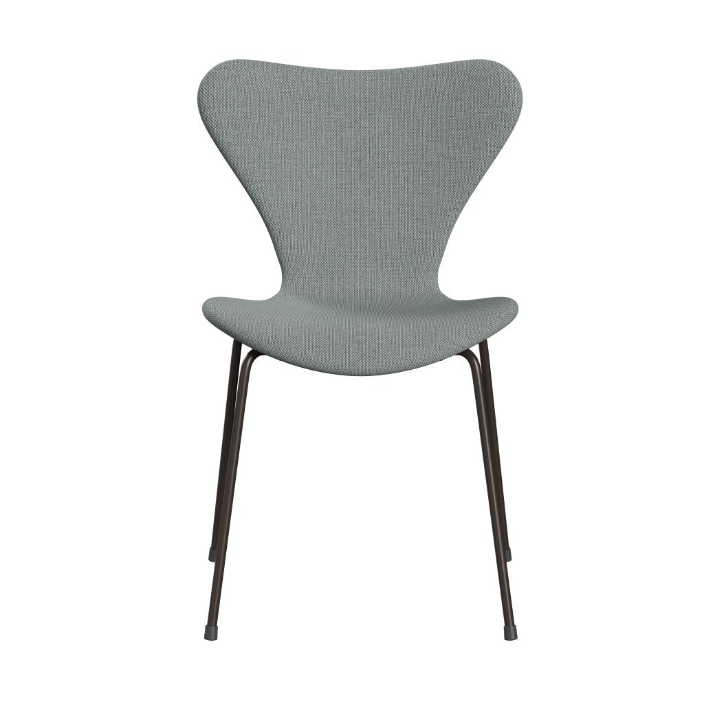 Fritz Hansen 3107 Krzesło pełne tapicerka, brązowy brąz/wełna wełniana blada Aqua