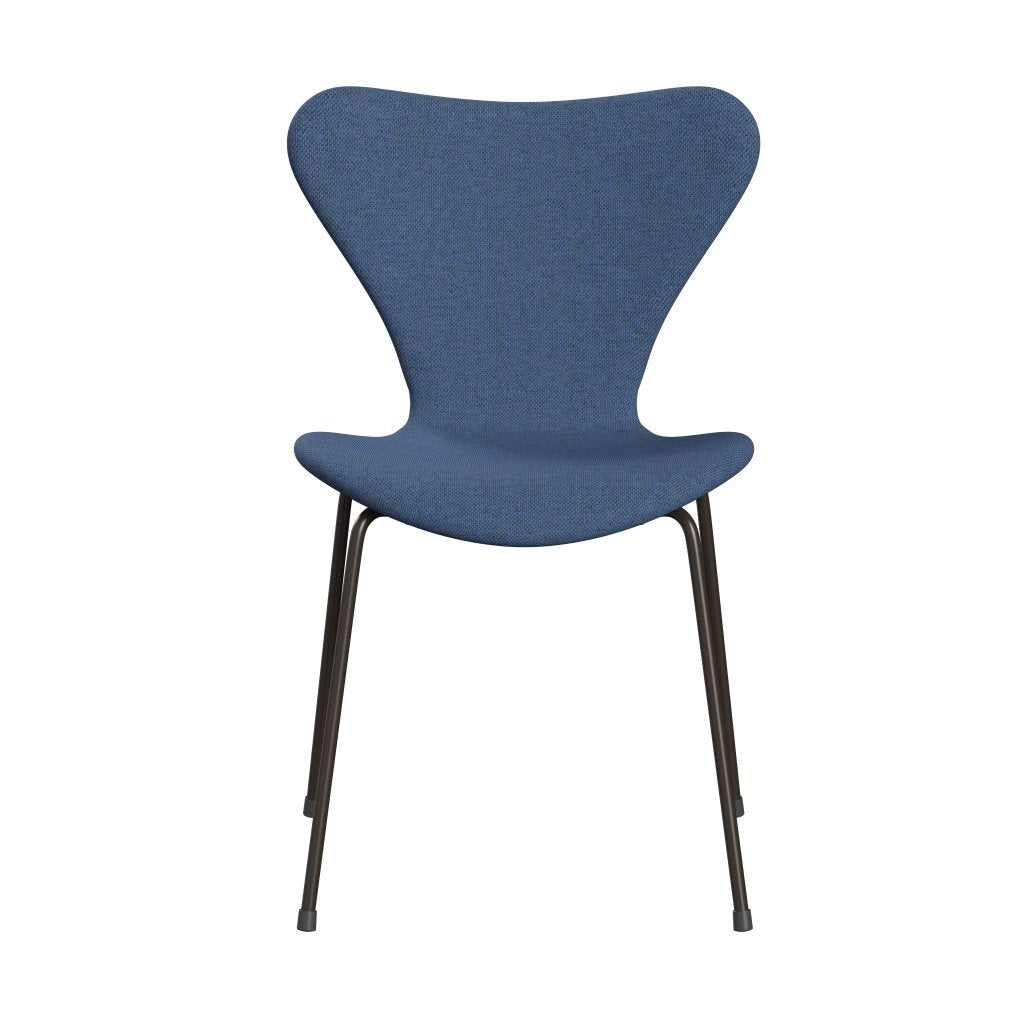 Fritz Hansen 3107 Chair Full Upholstery, Brown Bronze/Re Wool Blue/Natural