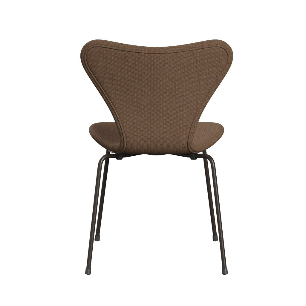 Fritz Hansen 3107 Krzesło pełna tapicerka, brązowy brąz/wełniany brąz/naturalny