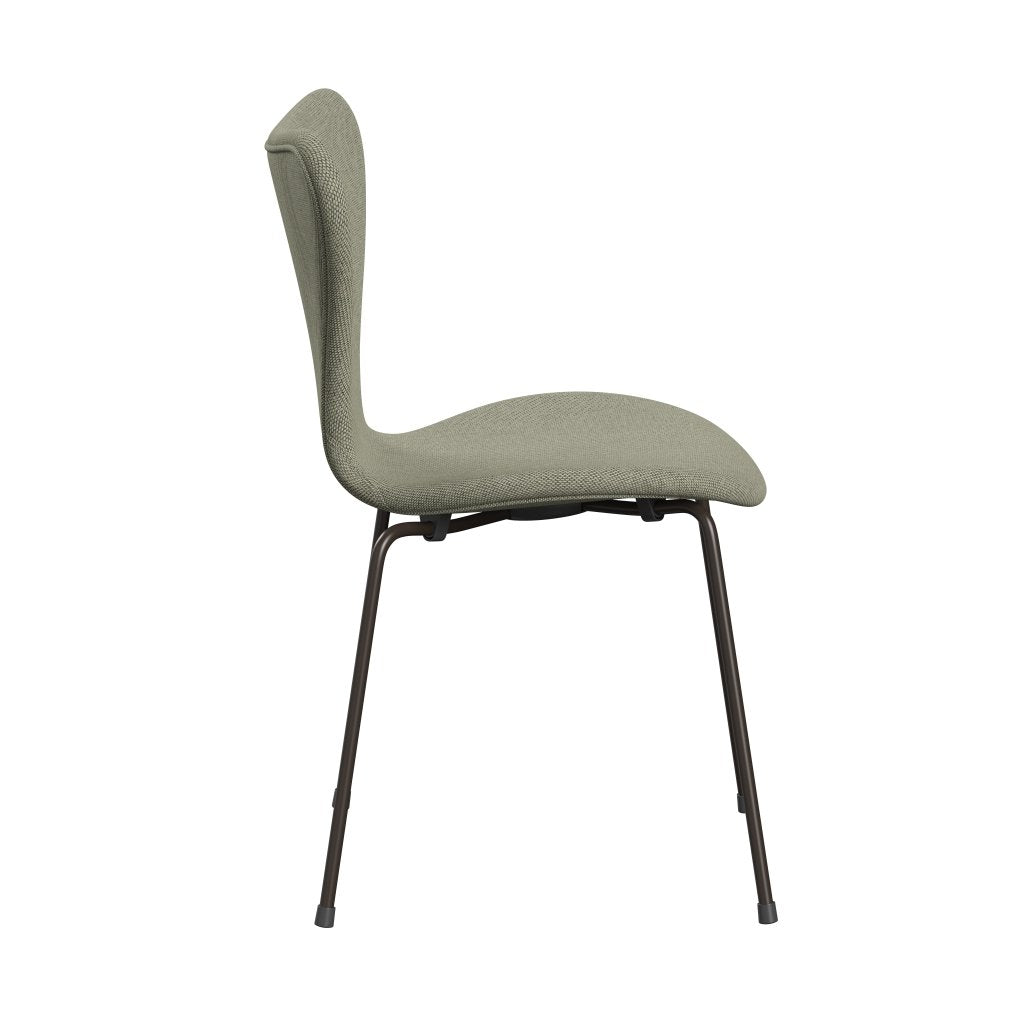 Fritz Hansen 3107 Chair Full Upholstery, Brown Bronze/Re Wool Lime Green/Natural