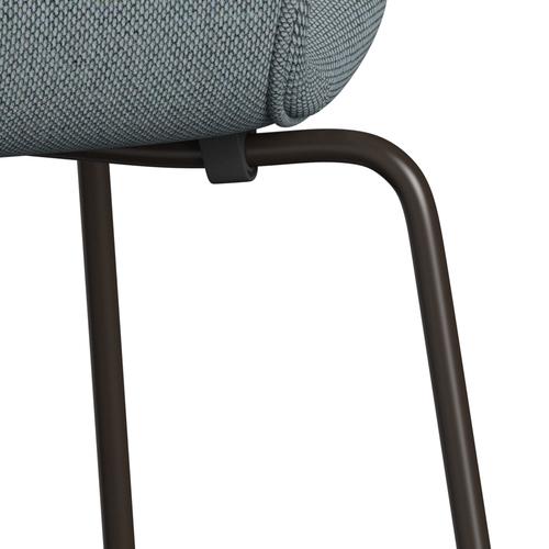 Fritz Hansen 3107 Chair Full Upholstery, Brown Bronze/Re Wool Light Blue/Natural