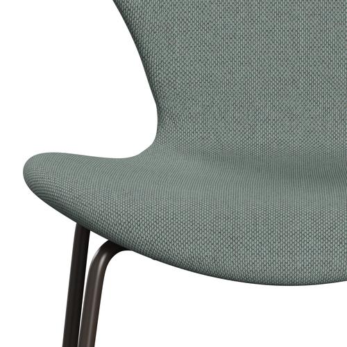 Fritz Hansen 3107 Krzesło pełna tapicerka, brązowy brąz/RE Wool Light Akwamaryna/naturalne