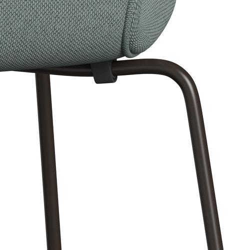 Fritz Hansen 3107 Krzesło pełna tapicerka, brązowy brąz/RE Wool Light Akwamaryna/naturalne