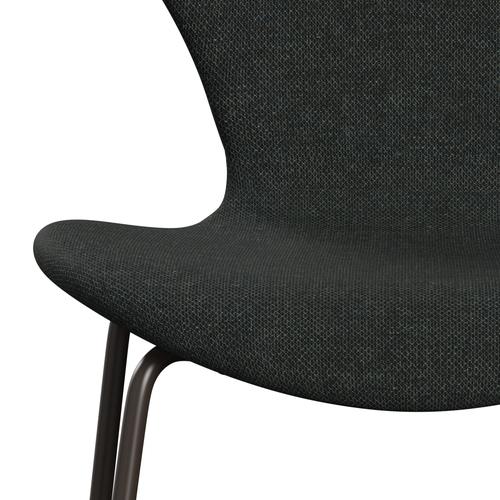 Fritz Hansen 3107 Krzesło pełna tapicerka, brązowy brąz/wełniany czarny/naturalny