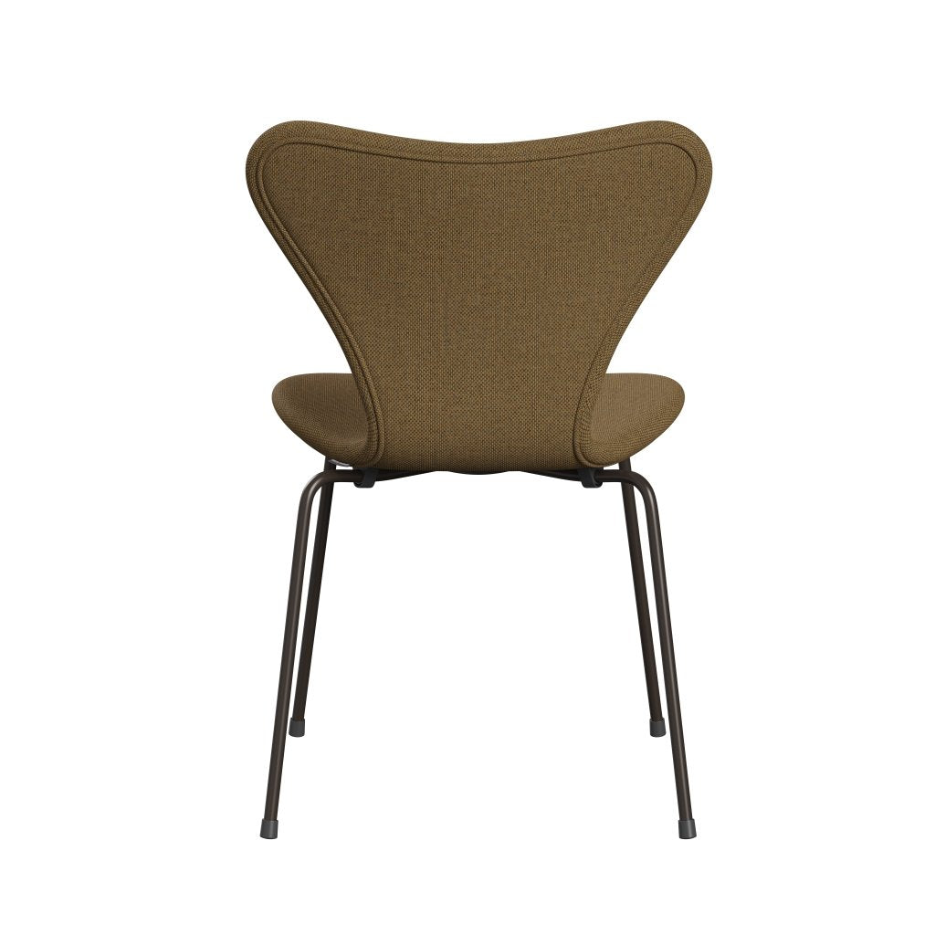 Fritz Hansen 3107 Chair Full Upholstery, Brown Bronze/Re Wool Mustard/Natural