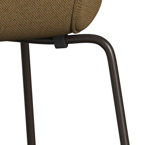 Fritz Hansen 3107 Chair Full Upholstery, Brown Bronze/Re Wool Mustard/Natural