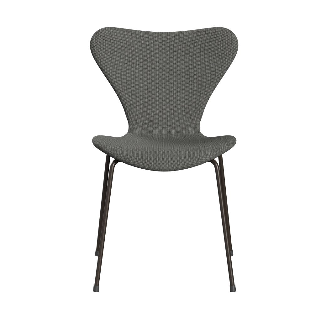 Fritz Hansen 3107 Krzesło pełne tapicerka, brązowy brąz/wełniany taupe/naturalny