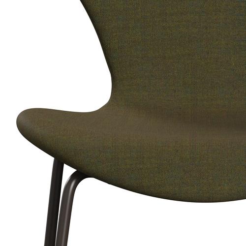 Fritz Hansen 3107 Chair Full Upholstery, Brown Bronze/Remix Army Green