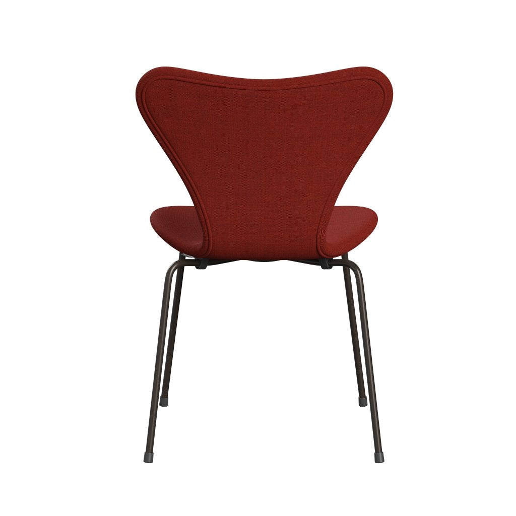 Fritz Hansen 3107 Chair Full Upholstery, Brown Bronze/Remix Dark Deep Red