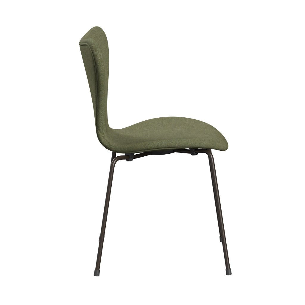 Fritz Hansen 3107 Chair Full Upholstery, Brown Bronze/Remix Green