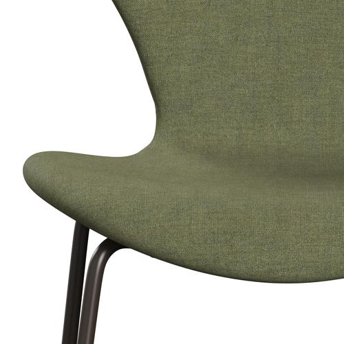 Fritz Hansen 3107 Chair Full Upholstery, Brown Bronze/Remix Green