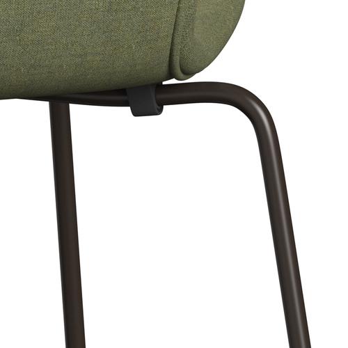 Fritz Hansen 3107 Chair Full Upholstery, Brown Bronze/Remix Green