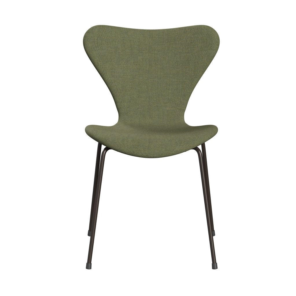 Fritz Hansen 3107 Chair Full Upholstery, Brown Bronze/Remix Green