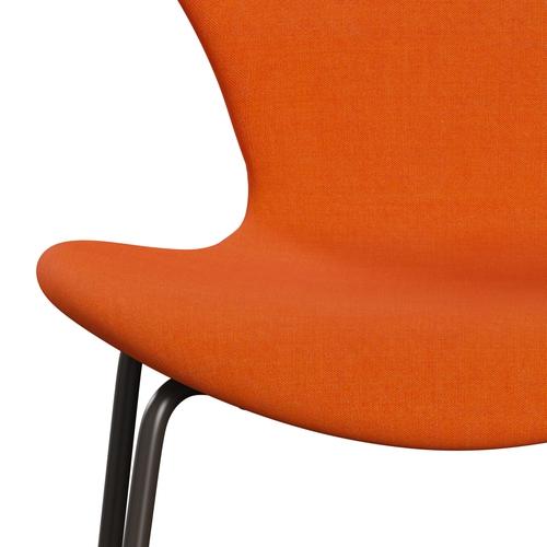 Fritz Hansen 3107 Chair Full Upholstery, Brown Bronze/Remix Light Orange