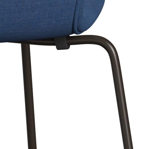 Fritz Hansen 3107 Chair Full Upholstery, Brown Bronze/Remix Cobalt Blue