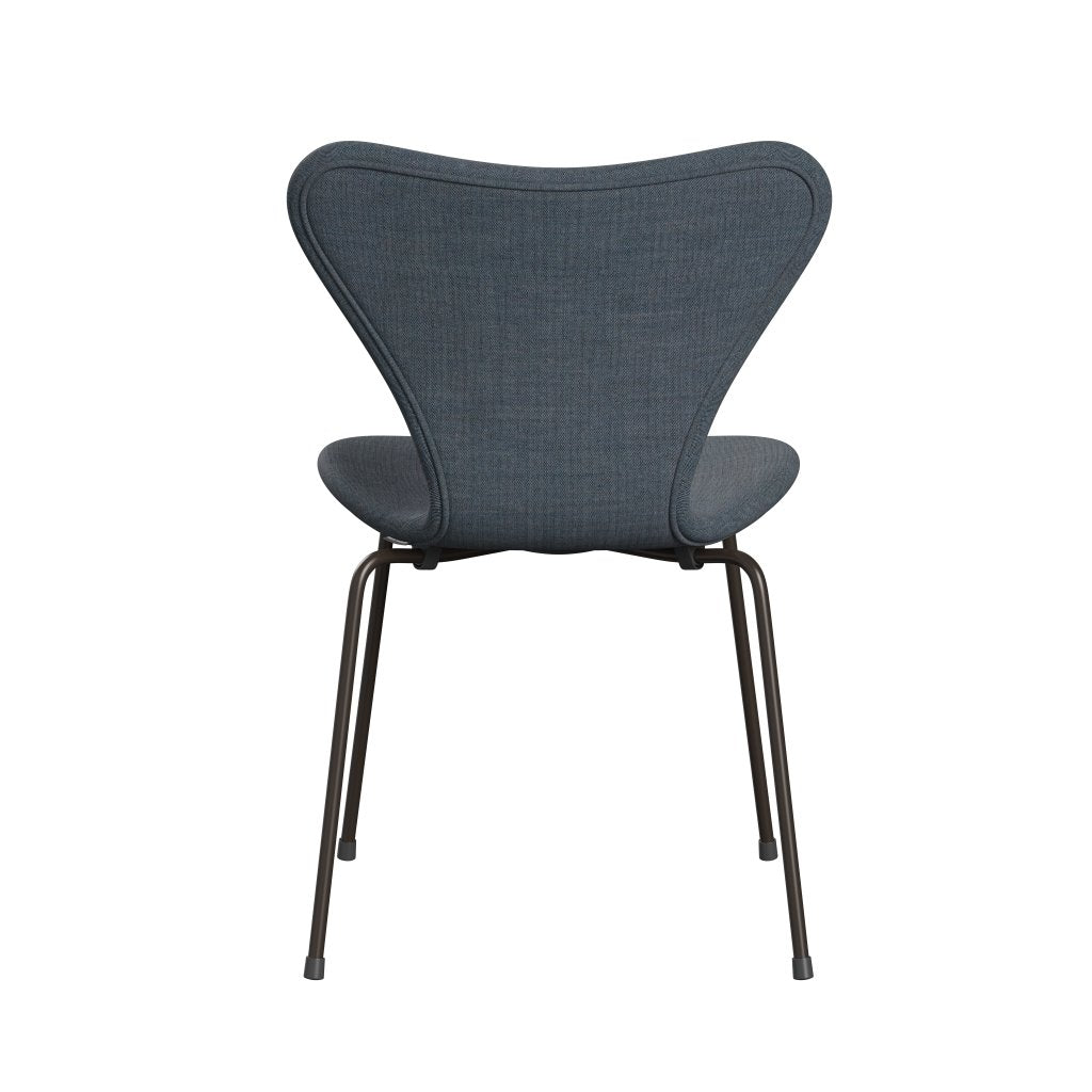 Fritz Hansen 3107 Krzesło pełna tapicerka, brązowy brąz/remiks benzynowy Blue Dark