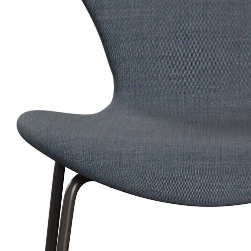 Fritz Hansen 3107 Krzesło pełna tapicerka, brązowy brąz/remiks benzynowy Blue Dark