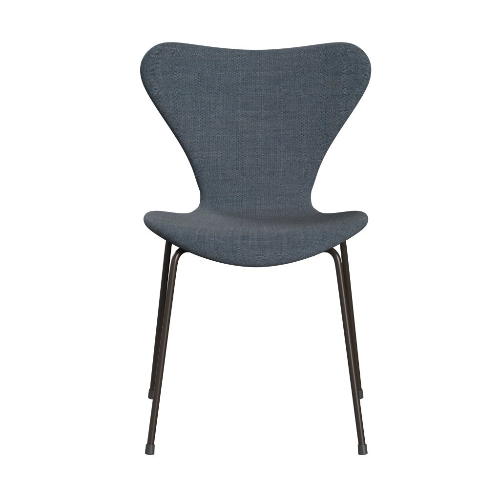 Fritz Hansen 3107 Krzesło pełna tapicerka, brązowy brąz/remiks benzynowy Blue Dark