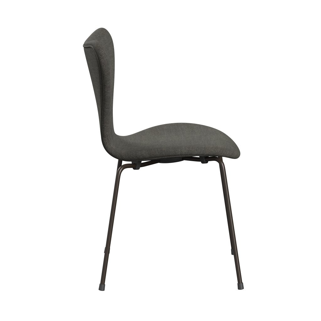 Fritz Hansen 3107 krzesło pełne tapicerka, brązowy brąz/remiks czarno -biały