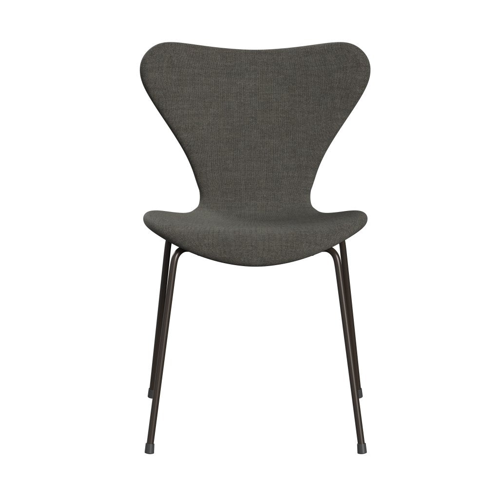 Fritz Hansen 3107 krzesło pełne tapicerka, brązowy brąz/remiks czarno -biały