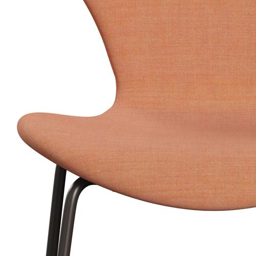 Fritz Hansen 3107 Krzesło pełne tapicerka, brązowy brąz/remiks Dusty Orange