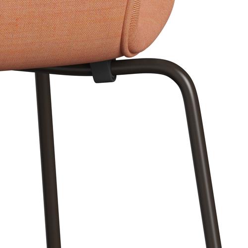 Fritz Hansen 3107 Krzesło pełne tapicerka, brązowy brąz/remiks Dusty Orange