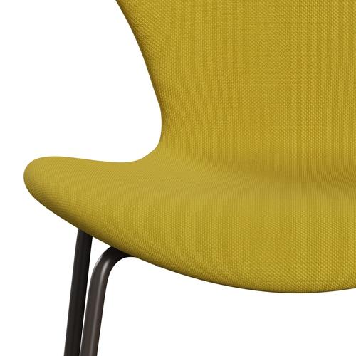 Fritz Hansen 3107 Chair Full Upholstery, Brown Bronze/Steelcut Light Green/Yellow