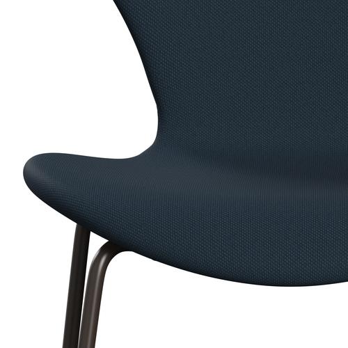 Fritz Hansen 3107 Krzesło pełne tapicerka, brązowy brąz/stalcut granatowy