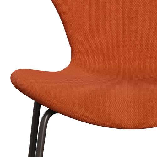 Fritz Hansen 3107 Chair Full Upholstery, Brown Bronze/Steelcut Orange Dark