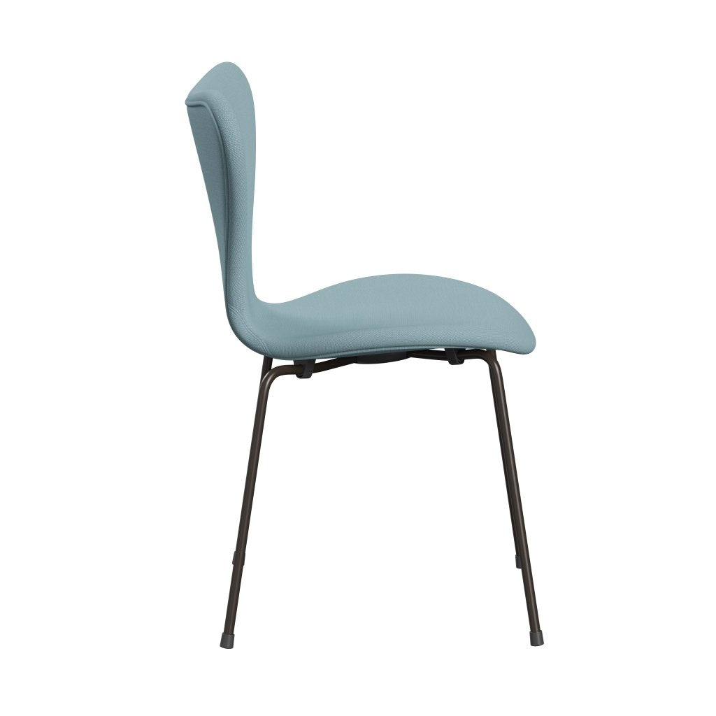 Fritz Hansen 3107 Chair Full Upholstery, Brown Bronze/Steelcut Pastel Blue