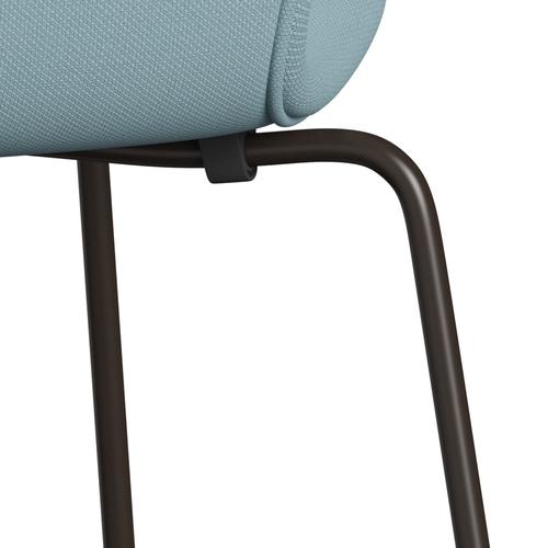 Fritz Hansen 3107 Chair Full Upholstery, Brown Bronze/Steelcut Pastel Blue