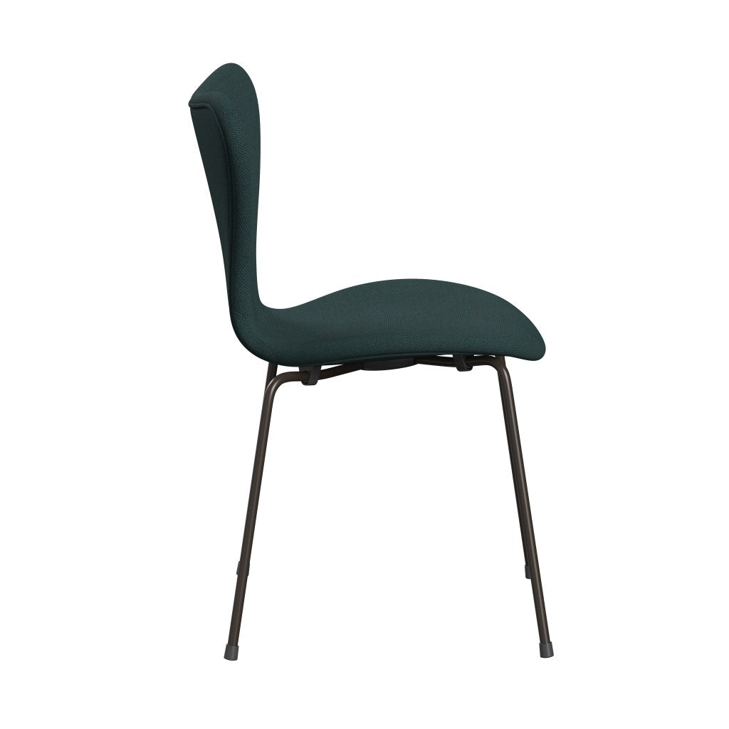 Fritz Hansen 3107 Chair Full Upholstery, Brown Bronze/Steelcut Trio Bottle Green