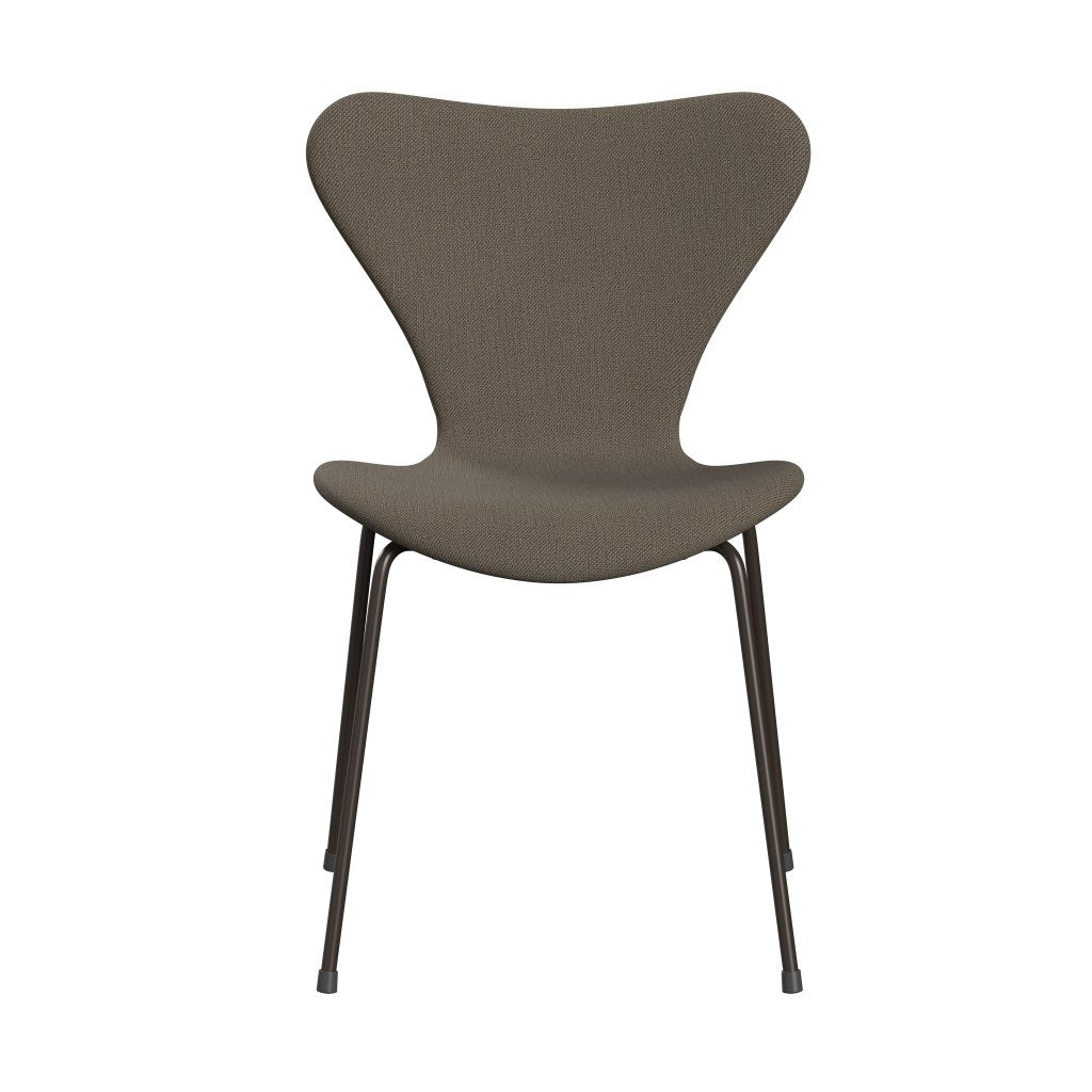 Fritz Hansen 3107 Chair Full Upholstery, Brown Bronze/Sunniva 2 Chocolate/Light Grey