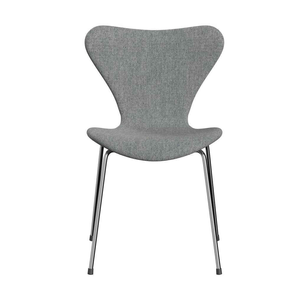 Fritz Hansen 3107 Krzesło pełna tapicerka, Chrome/Hallingdal White Grey