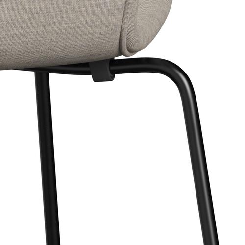 Fritz Hansen 3107 Krzesło pełna tapicerka, czarny/płótno beżowy