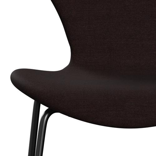 Fritz Hansen 3107 krzesło pełne tapicerka, czarne/płótno czarne światło