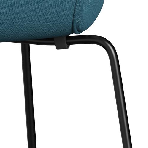 Fritz Hansen 3107 Chair Full Upholstery, Black/Fame Blue Green