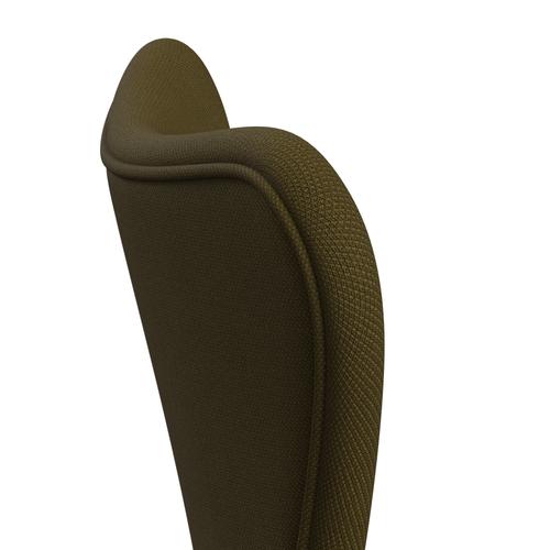 Fritz Hansen 3107 Krzesło pełna tapicerka, czarny/stalcut Army Green