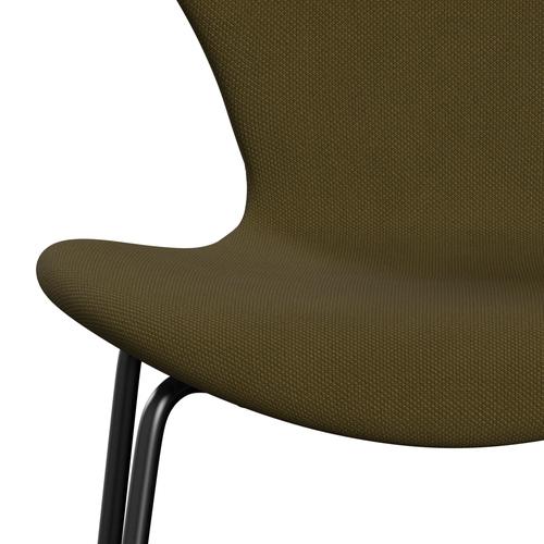 Fritz Hansen 3107 Chair Full Upholstery, Black/Steelcut Army Green