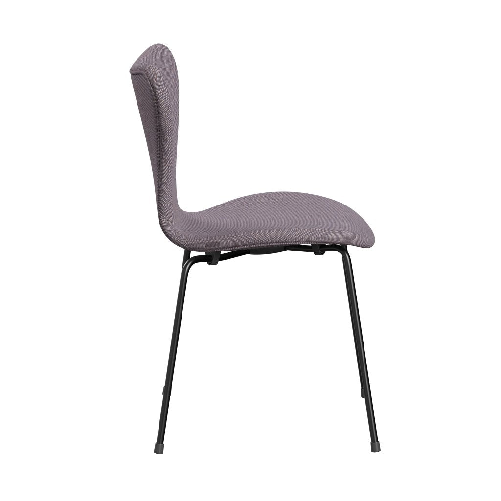 Fritz Hansen 3107 Chair Full Upholstery, Black/Steelcut Trio White/Violet