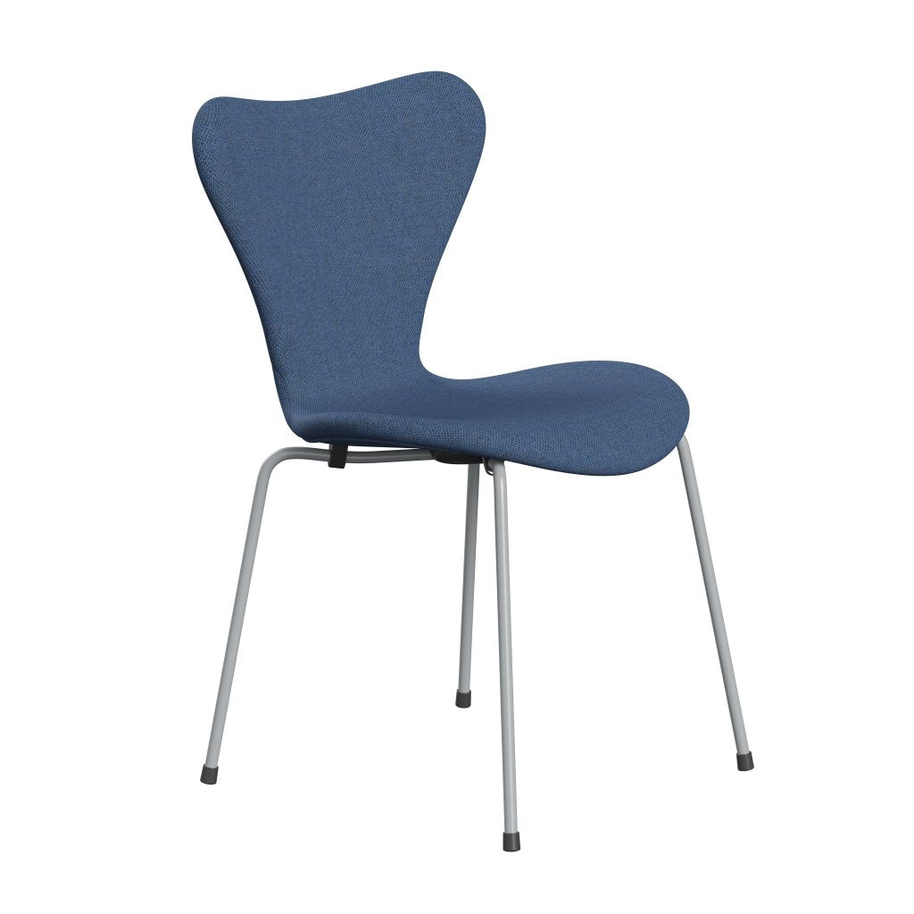 Fritz Hansen 3107 Chair Full Upholstery, Silver Grey/Re Wool Blue/Natural