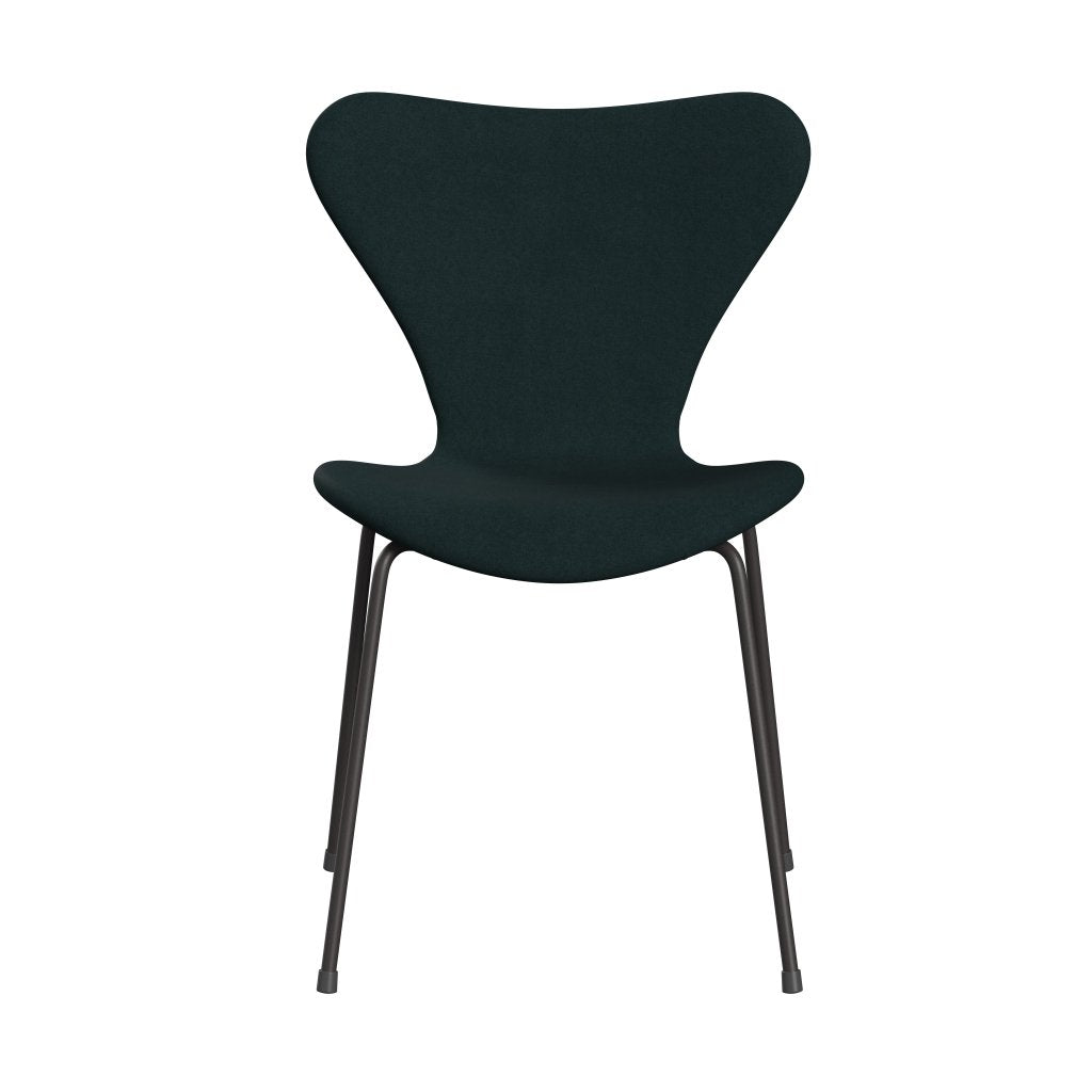 Fritz Hansen 3107 Krzesło pełna tapicerka, ciepły grafit/Divina Dark Green (DIV886)