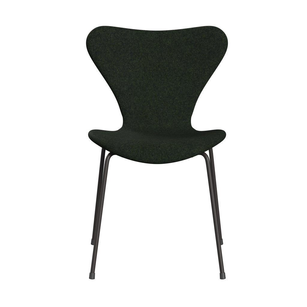 Fritz Hansen 3107 Krzesło pełna tapicerka, ciepły grafit/Divina Md Moss Green